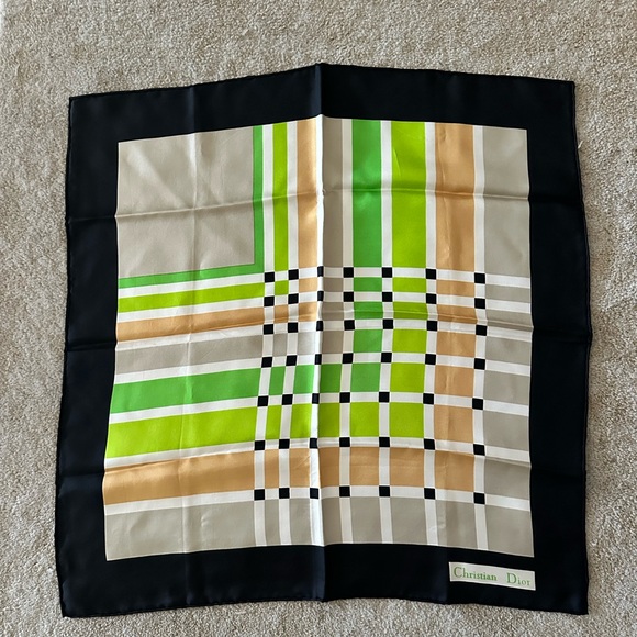 Christian Dior Silk Scarf with Geometric Pattern Vintage circa 1980’s 21”x21” - Picture 1 of 2